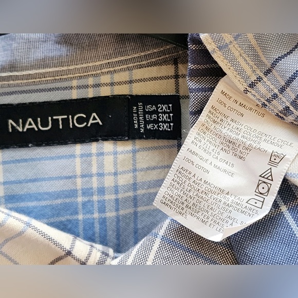 Nautica Washed Cotton Casual Button Down Shirt w/Combo @ collar band & cuffs 2XL - Picture 5 of 9